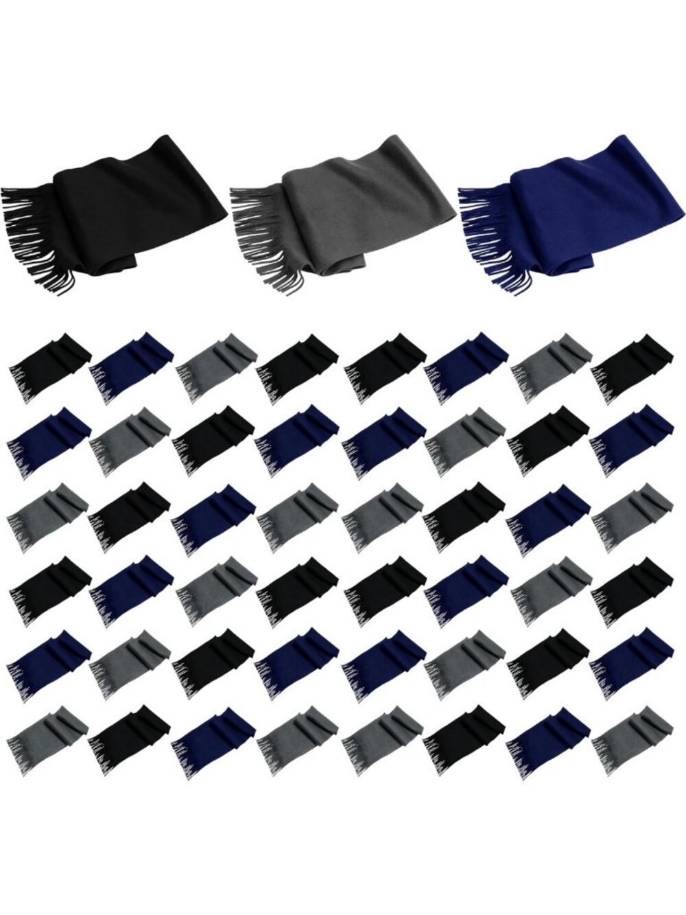 48 Pack Warm Fleece Winter Scarves for Men & Women - Cozy Bulk Donation Gift